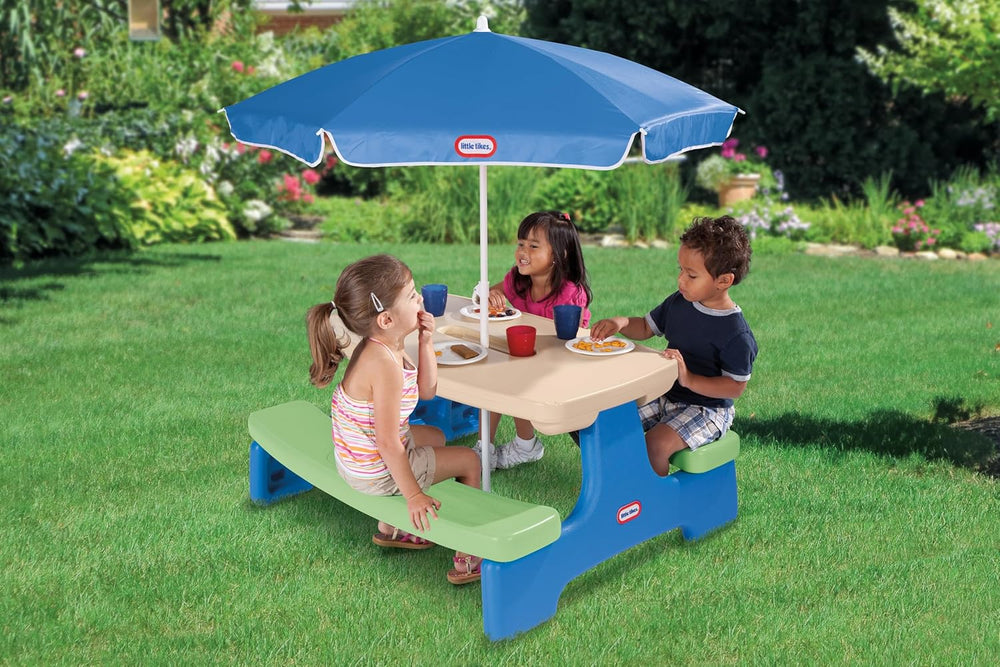 Little Tikes Easy Store Picnic Table with Umbrella, Multi Color, 42.00'&#...