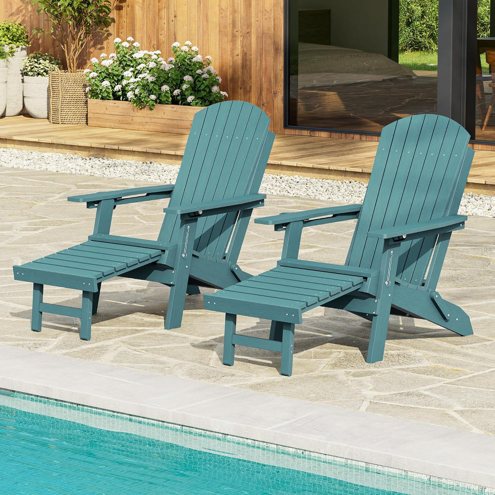 HDPE Folding Adirondack Chair with Footrest, 3-Position Adjustable