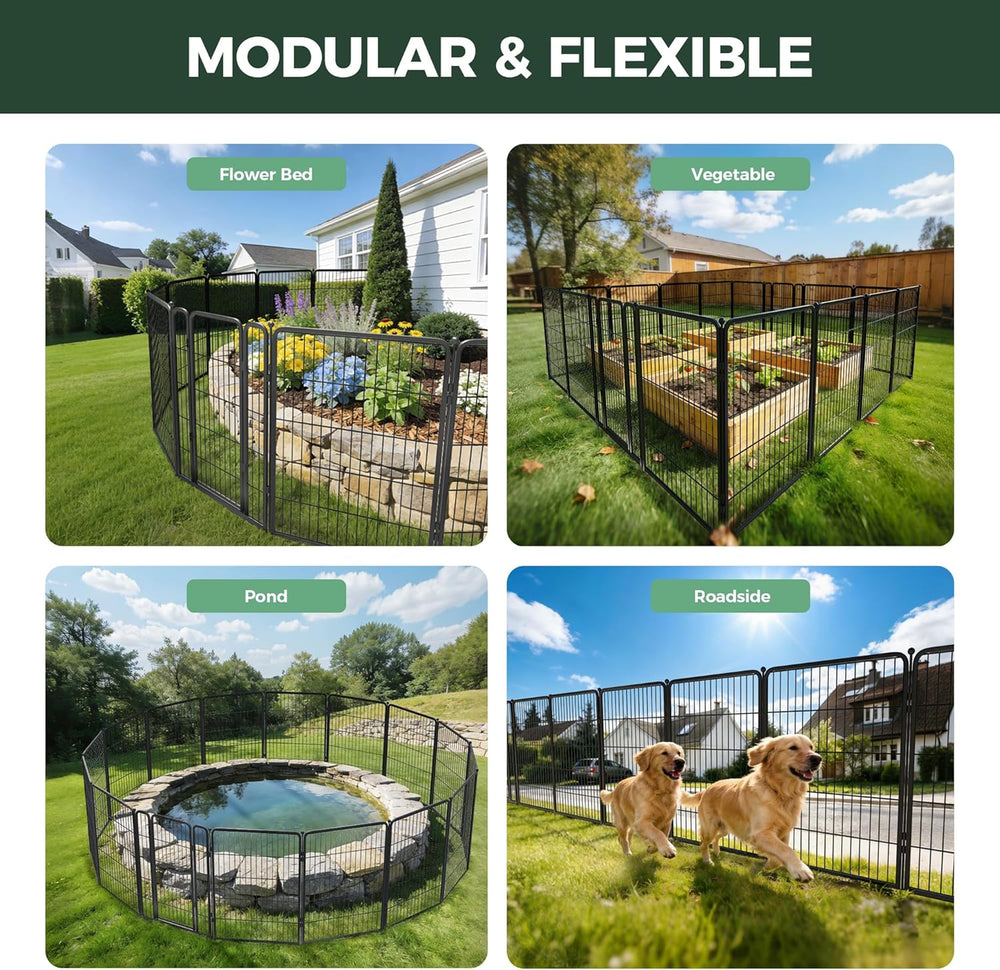 FXW No Dig Garden Fence, Outdoor for Yard, 40in(H) x 18.2ft(L), 8 Panels