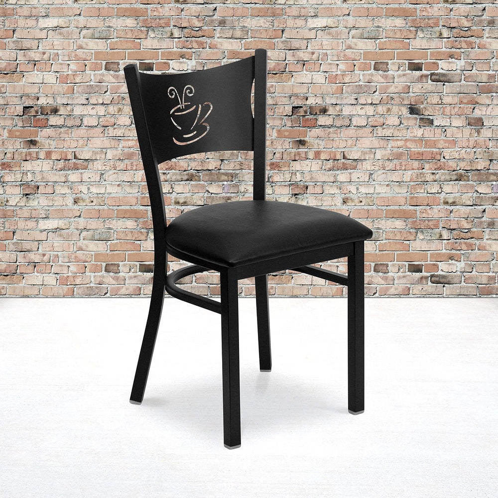 Flash Furniture 4 Pack HERCULES Series Black Coffee Back Metal Restaurant Cha...