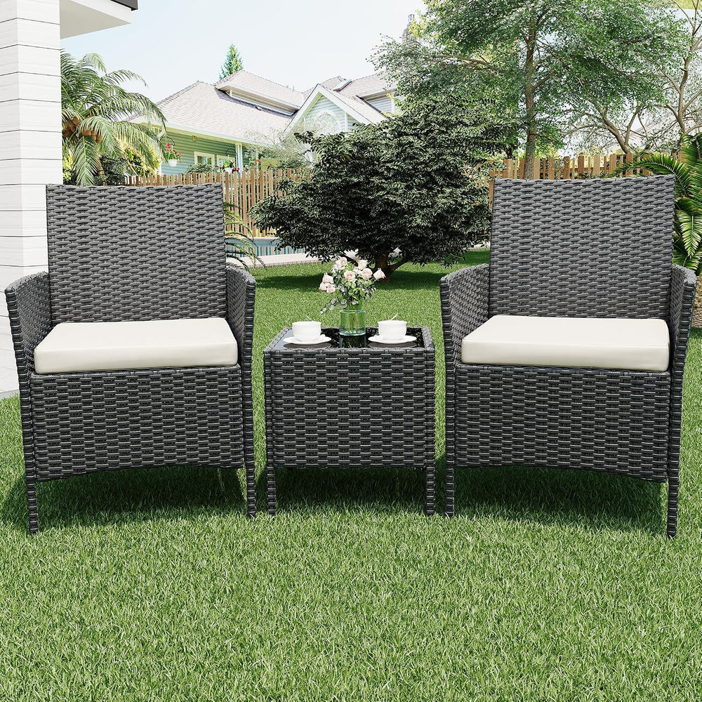 GarveeLife 3 Piece Patio Furniture Set, Rattan Outdoor Furniture with 2 Chair...