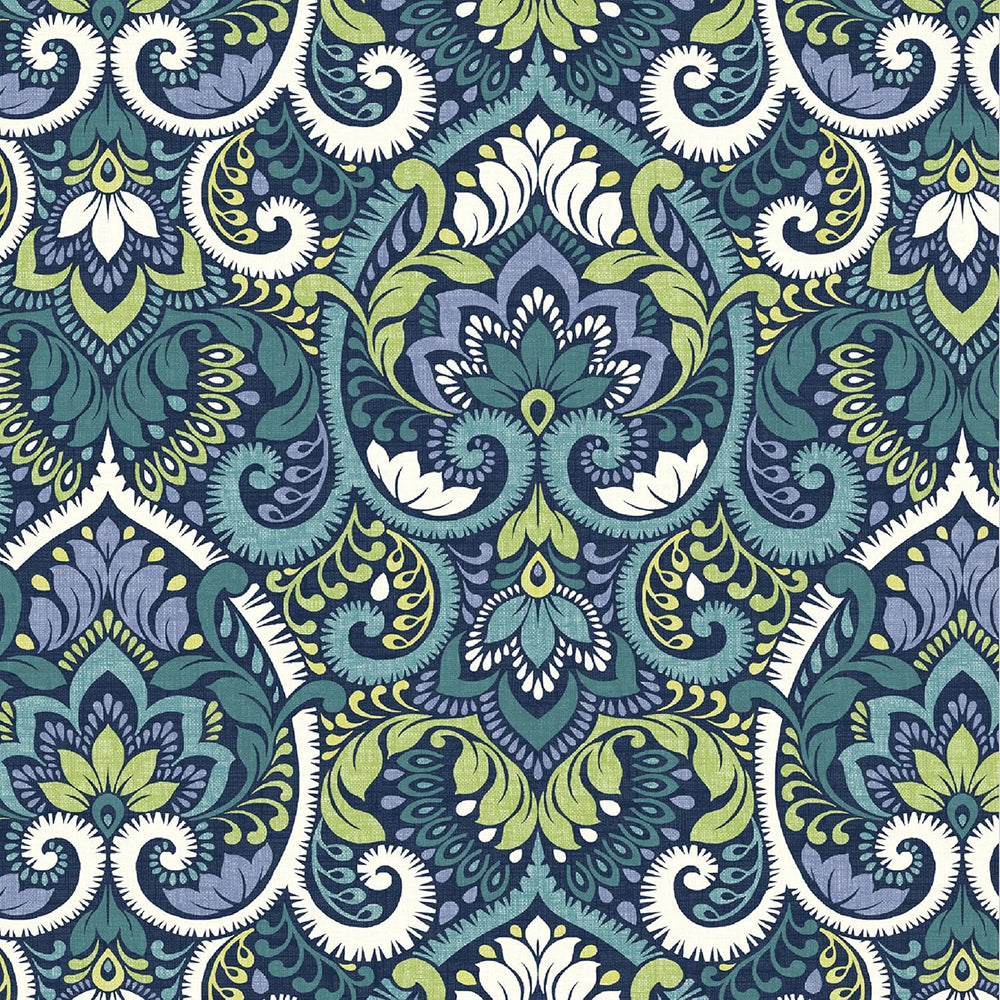 Arden Outdoor Seat Pad Chair Cushion, 21x21, Blue Damask