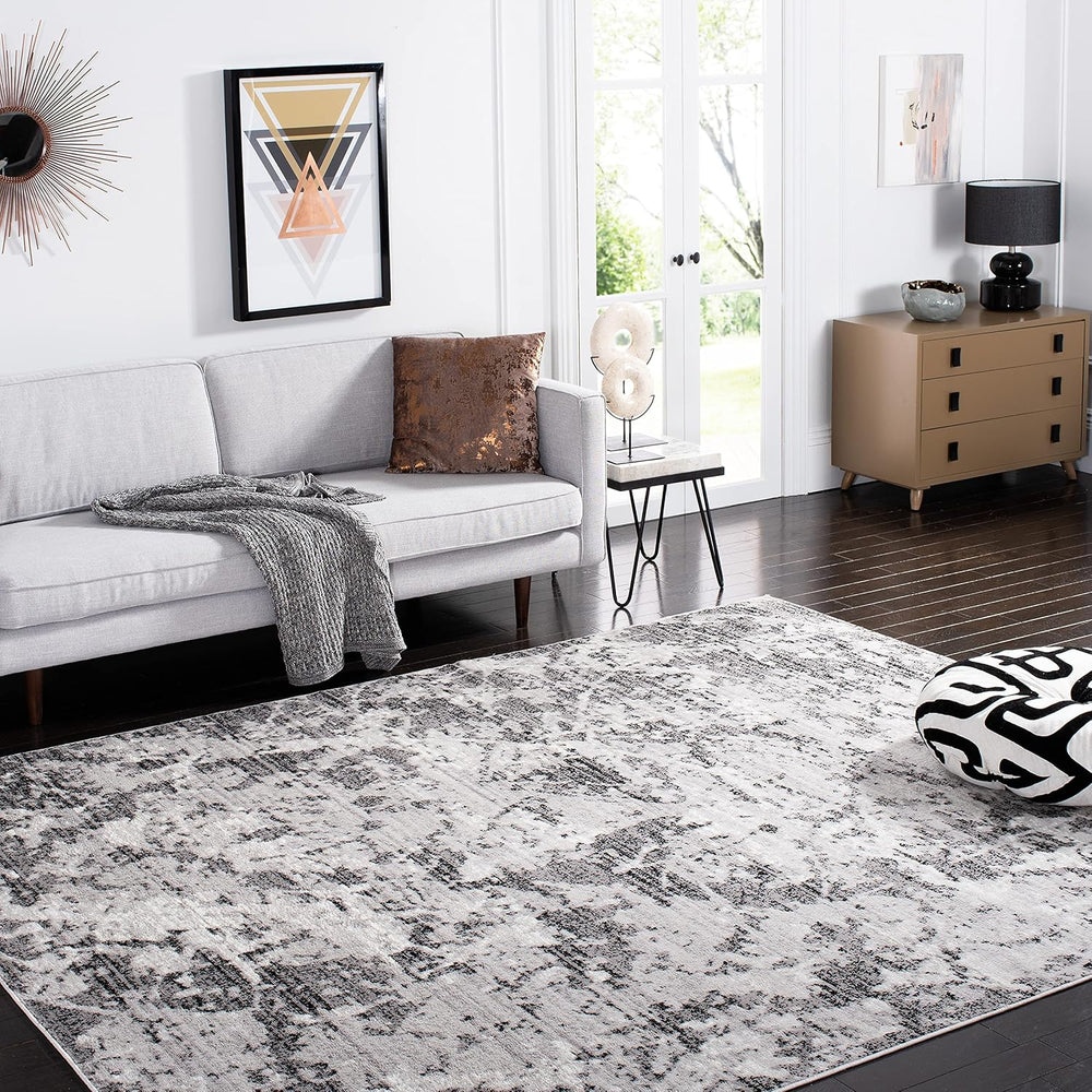 SAFAVIEH Skyler Collection 10' x 14' Charcoal/Ivory SKY186L Modern Ab...