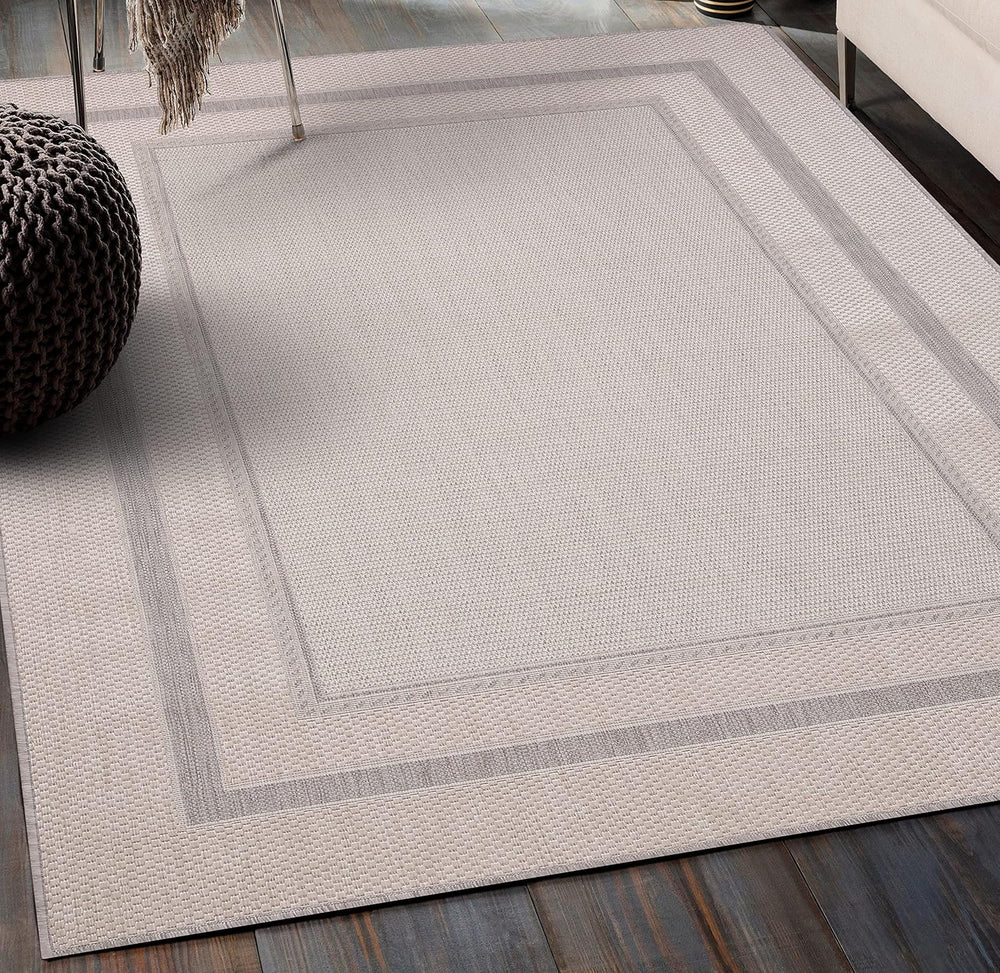 Modern Bordered Indoor Outdoor Area Rug Weather Resistant Outdoor Carpet for ...