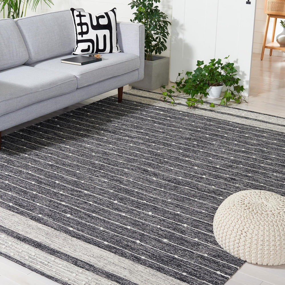 SAFAVIEH Striped Kilim Collection Area Rug - 10' x 14', Black & I...