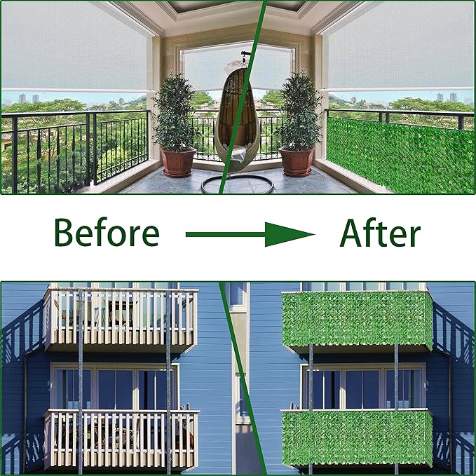 Artificial Ivy Fence Privacy Screen,60 x 120 Inch UV-Anti Artificial Fake Ivy...