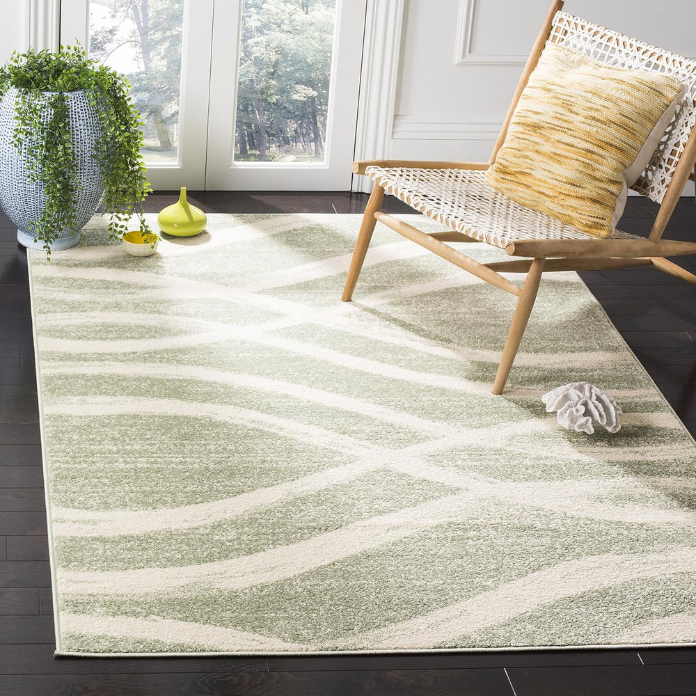 SAFAVIEH Area Rug 6x9 - Adirondack Collection - Sage & Cream, Modern Wave...