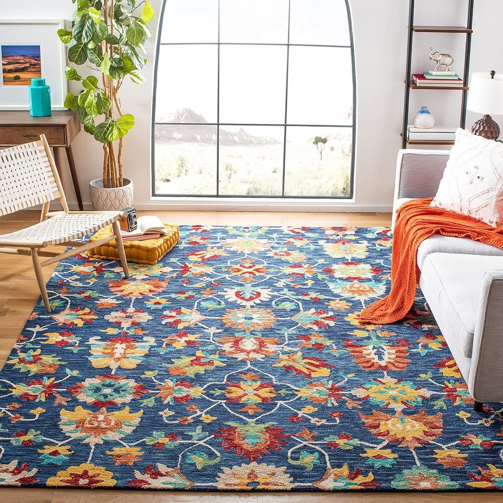 SAFAVIEH Aspen Collection Area Rug - 10' x 14', Navy & Red, Handm...