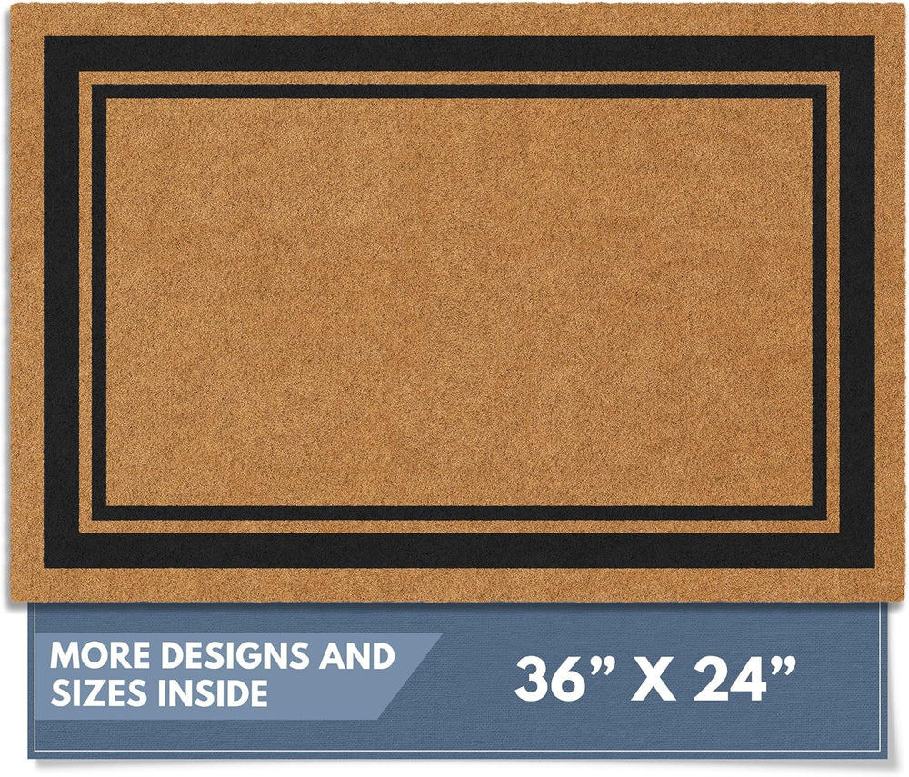 Barnyard Designs Natural Coco Coir Non-Slip Doormat (24x36, Border)