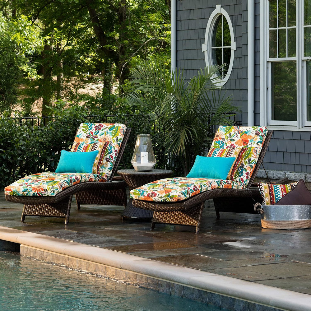 Pillow Perfect Bright Floral Indoor/Outdoor 1 Piece Split Back Chaise Lounge ...