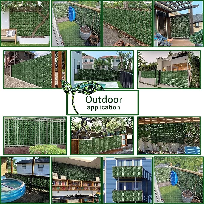 Artificial Ivy Privacy Fence Wall Screen,80X120 in UV-Anti Faux Greenery Back...