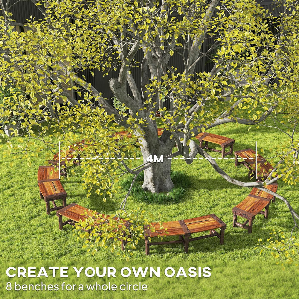 Outsunny Wooden Garden Bench Semicircular Round Outdoor Tree Bench Brown