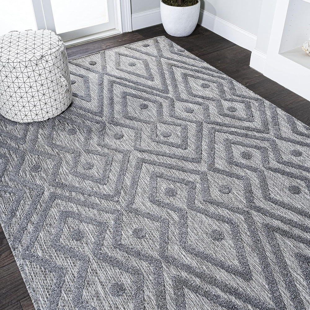 JONATHAN Y Moroccan Diamond Indoor Outdoor Area Rug 8X10 Dark Gray, Balansat ...