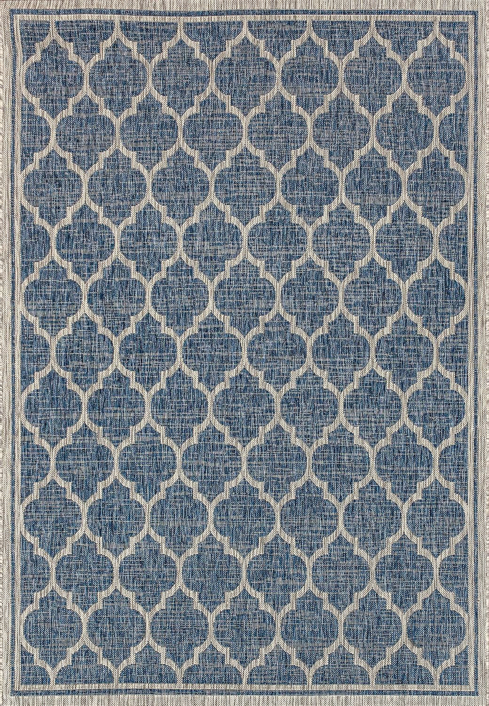 JONATHAN Y Moroccan Trellis Indoor Outdoor Area Rug 8X10 Navy/Gray, Trebol Te...