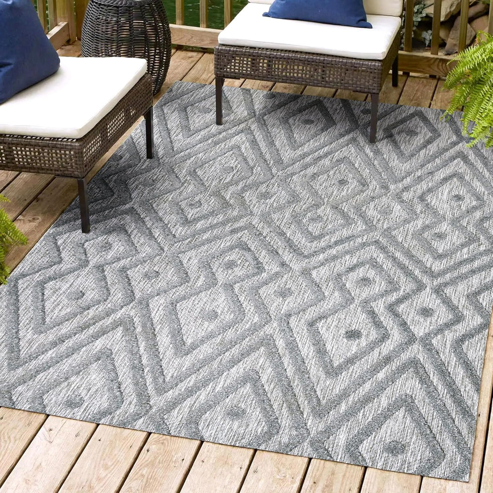 JONATHAN Y Moroccan Diamond Indoor Outdoor Area Rug 8X10 Dark Gray, Balansat ...