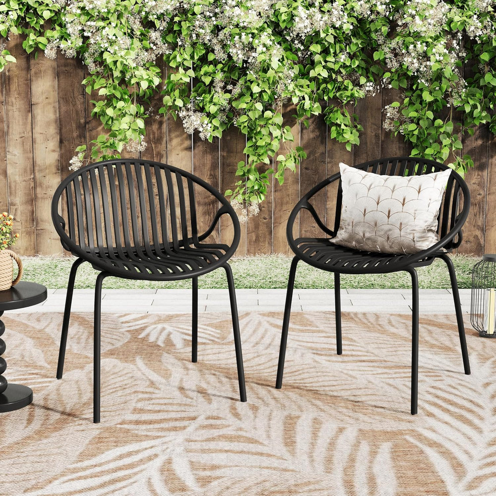 Christopher Knight Home Set of 2 Tita Modern Patio Outdoor Dining Chairs, Sta...
