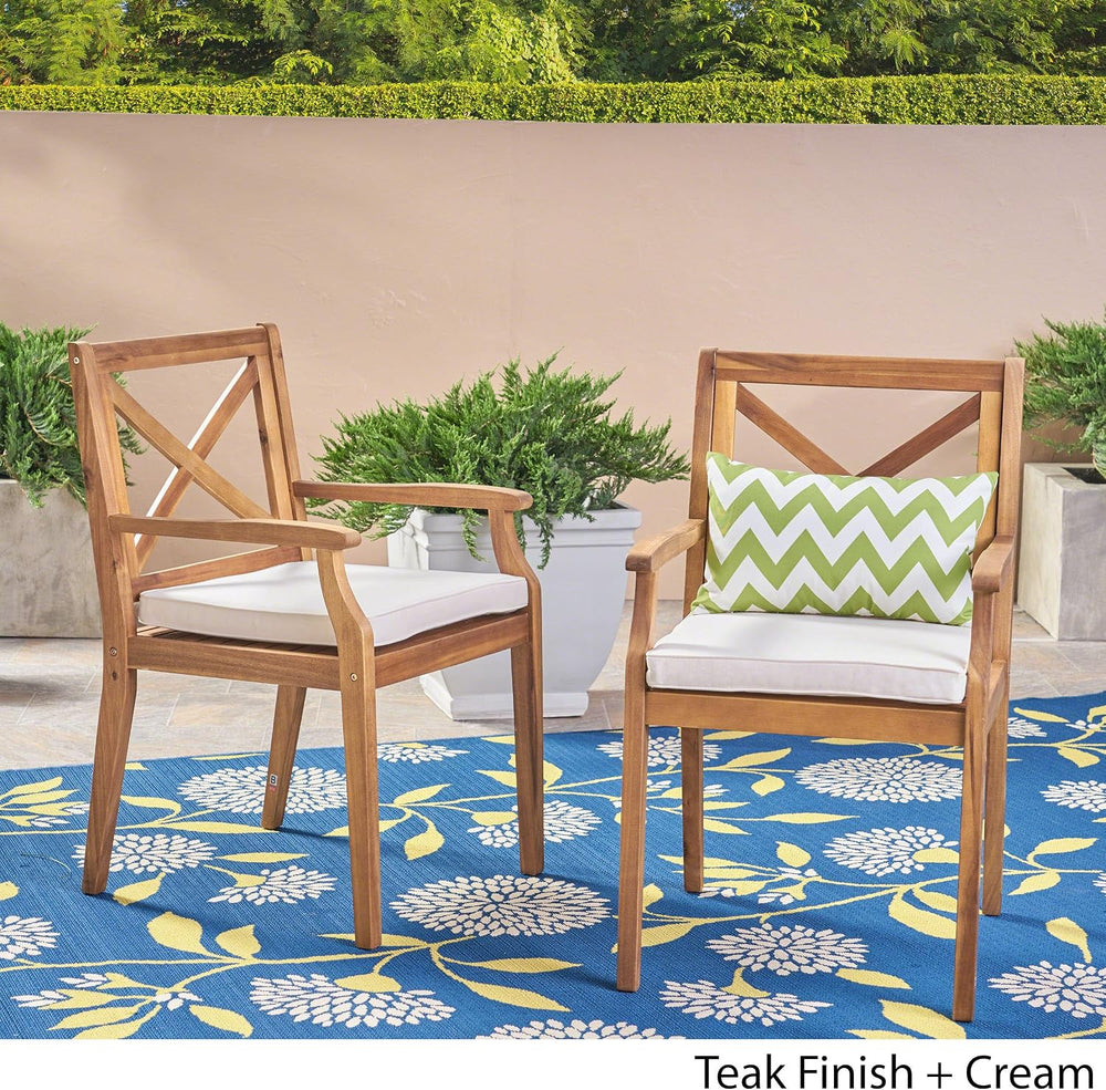 Christopher Knight Home Peter | Outdoor Acacia Wood Dining Chair Set of 2, Te...