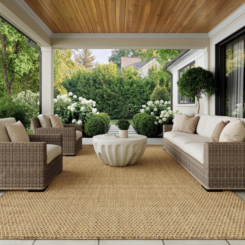 Nourison Home Courtyard Indoor Outdoor Area Rug, Jute, 8' x 10', Geom...