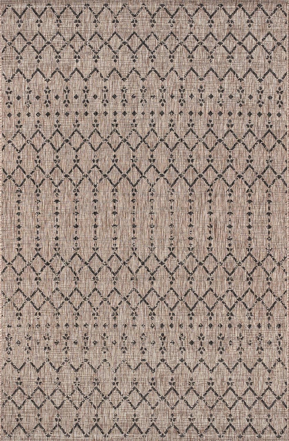 JONATHAN Y Moroccan Geometric Indoor Outdoor Area Rug 8X10 Natural/Black, Our...
