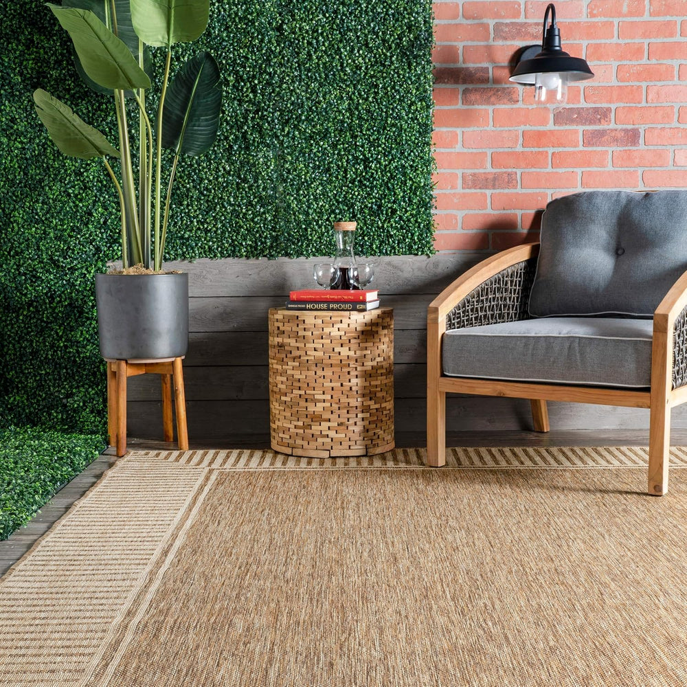 Nuloom Asha Light Brown Bordered Indoor/Outdoor Area Rug, 4' x 6'