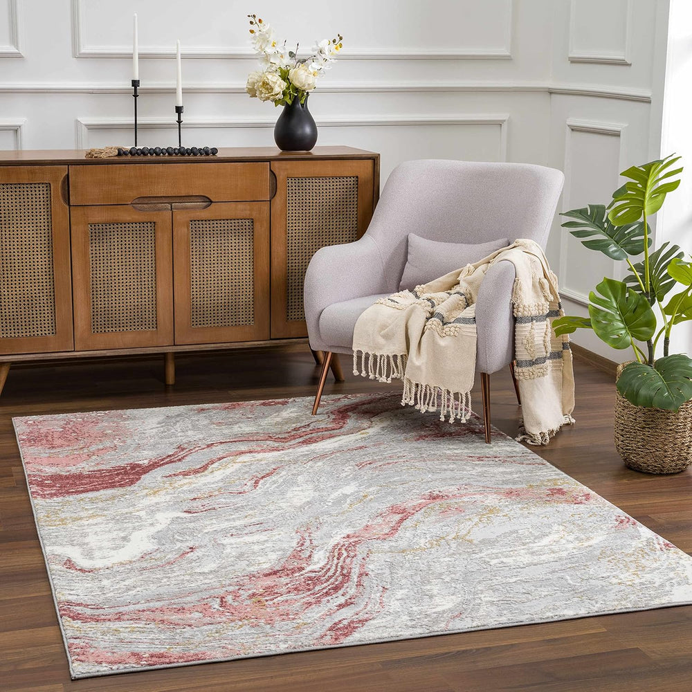 Hauteloom Malmesbury Modern Abstract Bedroom Living Room Area Rug - Marble Sw...