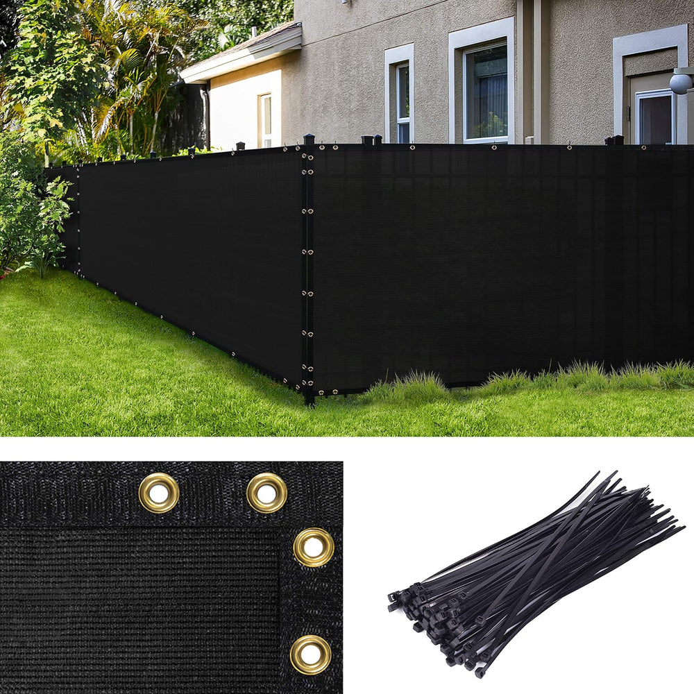 Amgo 5' x 25' Black Fence Privacy Screen, Commercial Standard Heavy D...