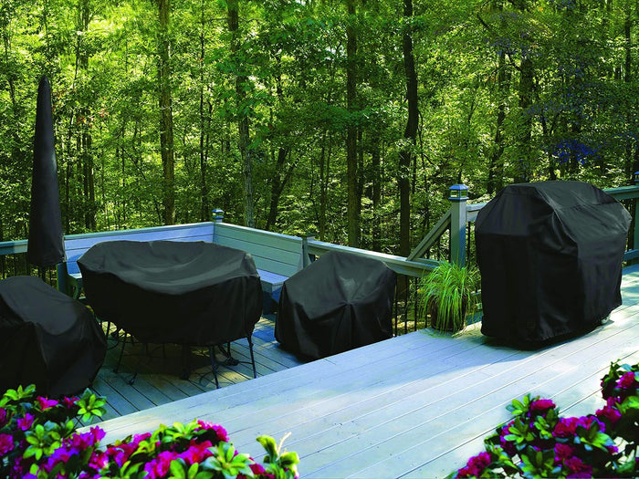 Smart Living 2D-FP60001 Home and Garden Fire Pit Cover with Level 4 UV Protection, 60", Black