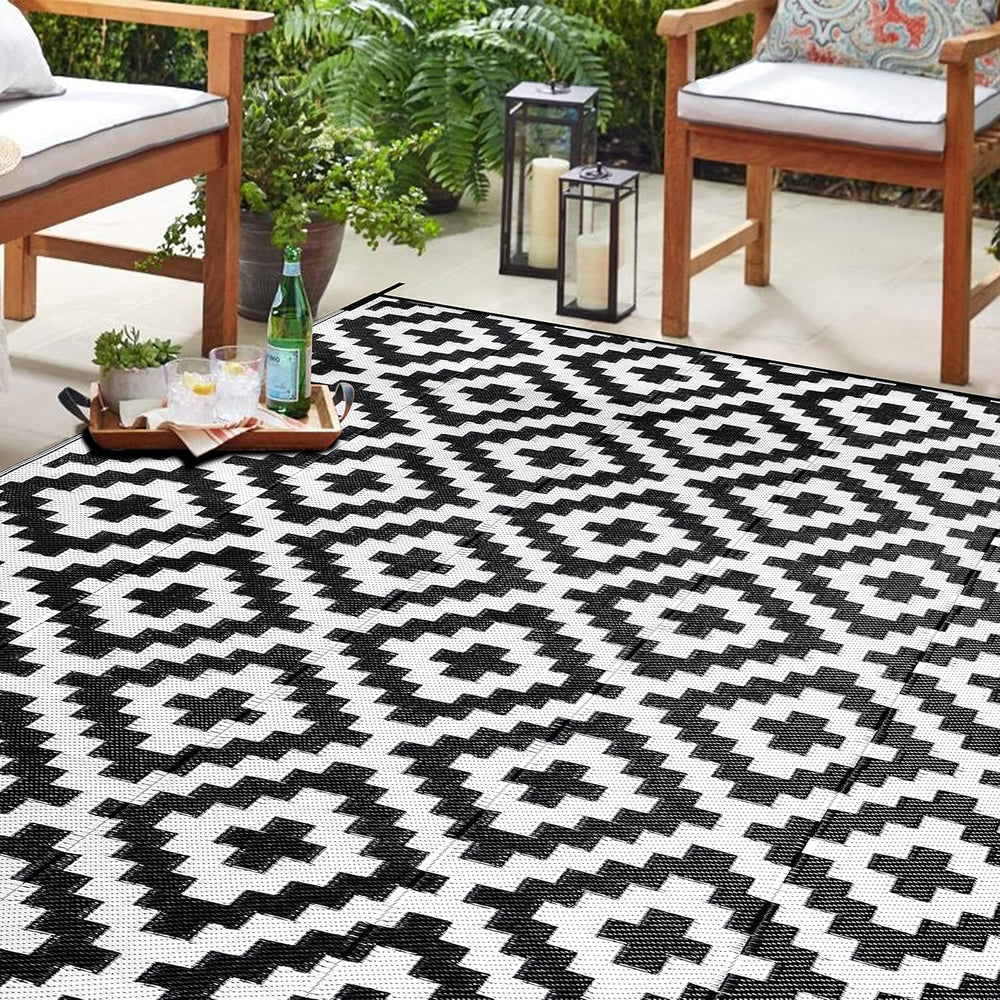 SAND MINE Waterproof Outdoor Rug 6x9 ft, Reversible Mats, Modern Area Rug, La...