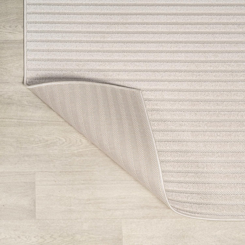 JONATHAN Y Aarhus High-Low Striped Ivory/Cream 7x7 Square Indoor/Outdoor Area...