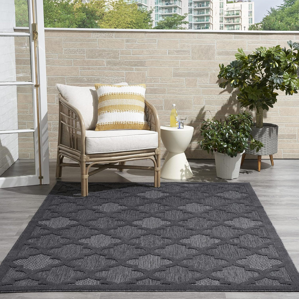Nourison Home Easy Care Charcoal Black 4' x 6' Area Rug - Easy Clean,...