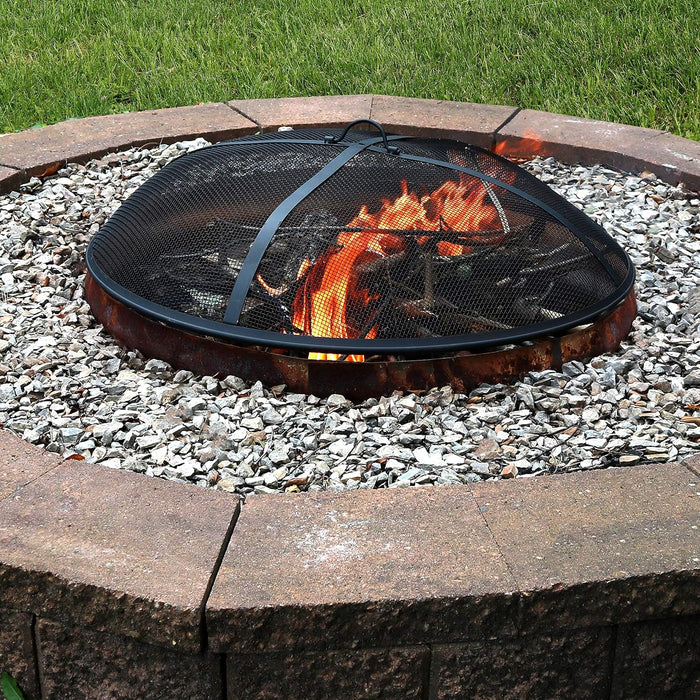 Sunnydaze Heavy Duty Steel Metal Mesh Fire Pit Screen, Round, 36" Dia