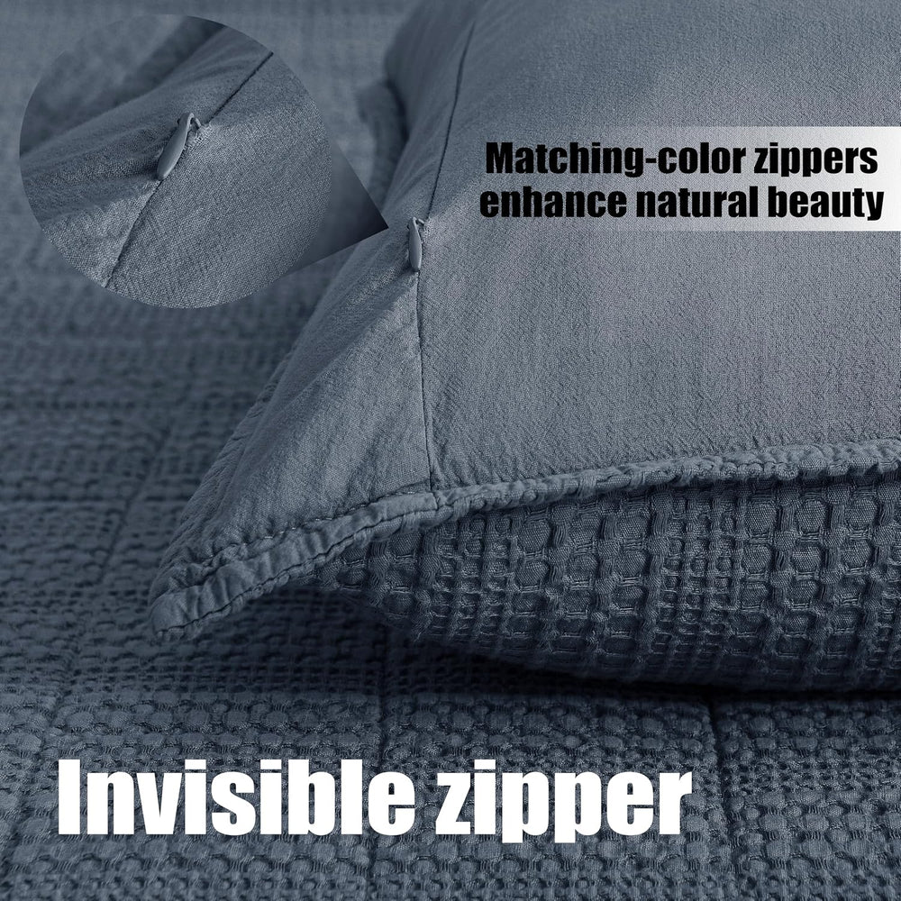 Cotton Blue Grey Decor Euro Sham Covers 26x26 Set of 2