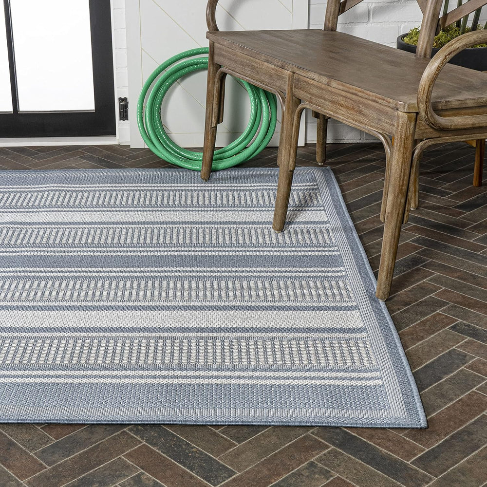 JONATHAN Y Double Stripe Indoor Outdoor Area Rug 3X5 Blue/Light Gray, Haynes ...