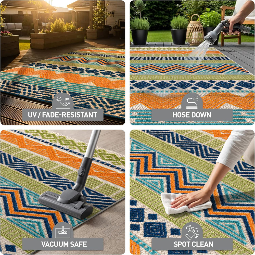 Rugshop Marbella Indoor/Outdoor Contemporary Boho Area Rug Multi 5' x 7'