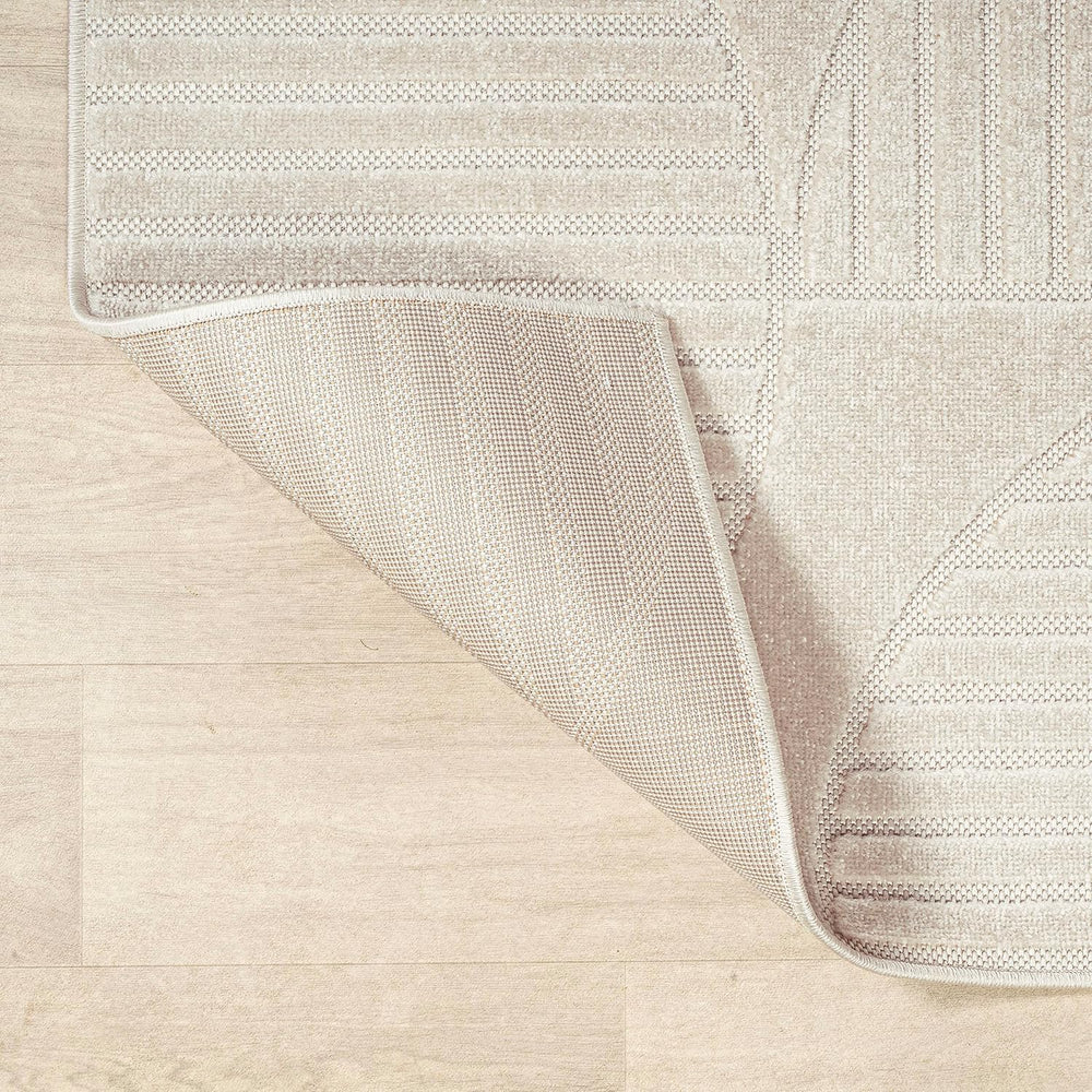 JONATHAN Y Nordby High-Low Arch Striped Ivory/Cream Indoor/Outdoor Runner Rug...