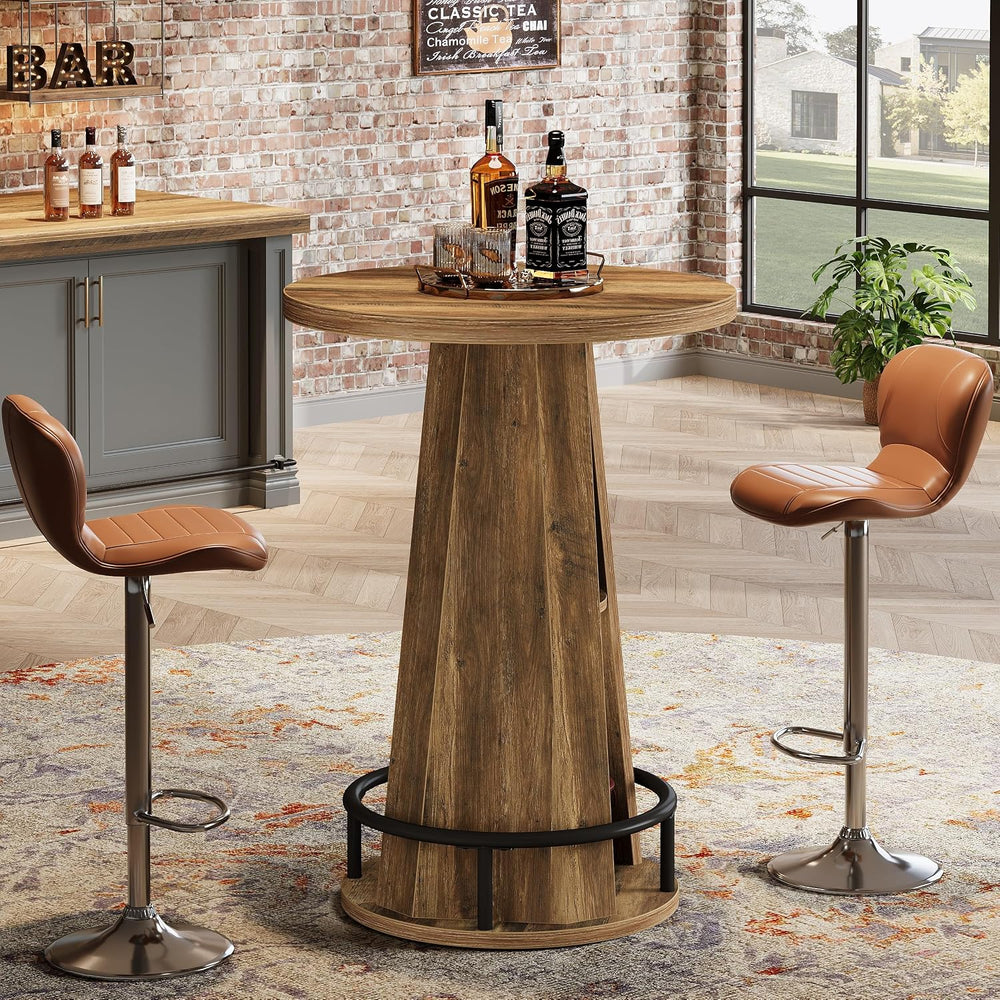 Tribesigns Round Bar Table, 39.4" H High Top Bistro Table with Storage, ...