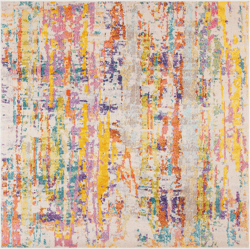 SAFAVIEH Madison Collection Area Rug - 6'7" Square, Beige & Yell...