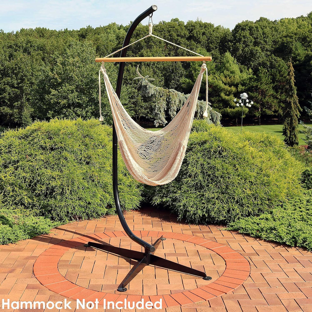 Sunnydaze Steel C-Stand for Hanging Hammock Chair, Black