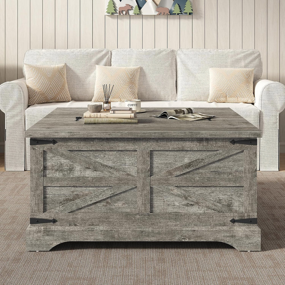 Furnideco 35.5''W Square Coffee Table Farmhouse Lift top Coffee Table...