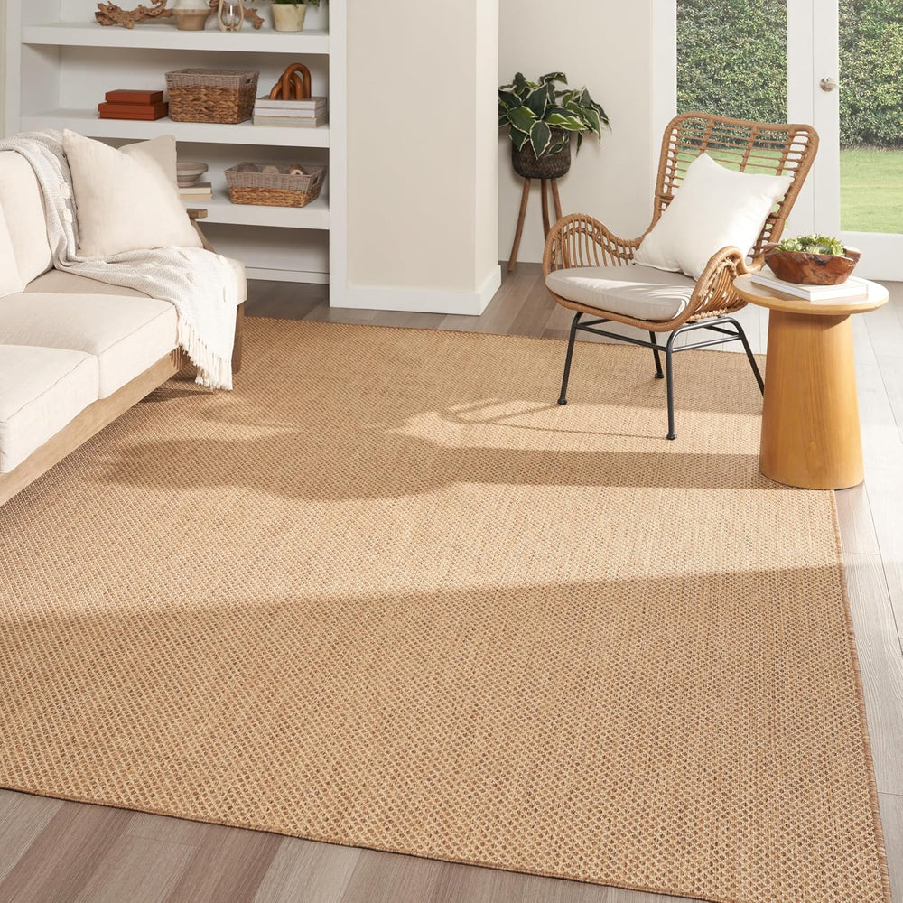 Nourison Home Courtyard Indoor Outdoor Area Rug, Jute, 8' x 10', Geom...
