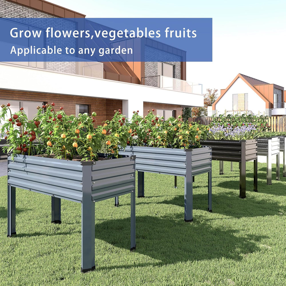 DIIYIV 2PCS Galvanized Raised Garden Bed with Legs,2PCS 48×18×30in Elevated P...