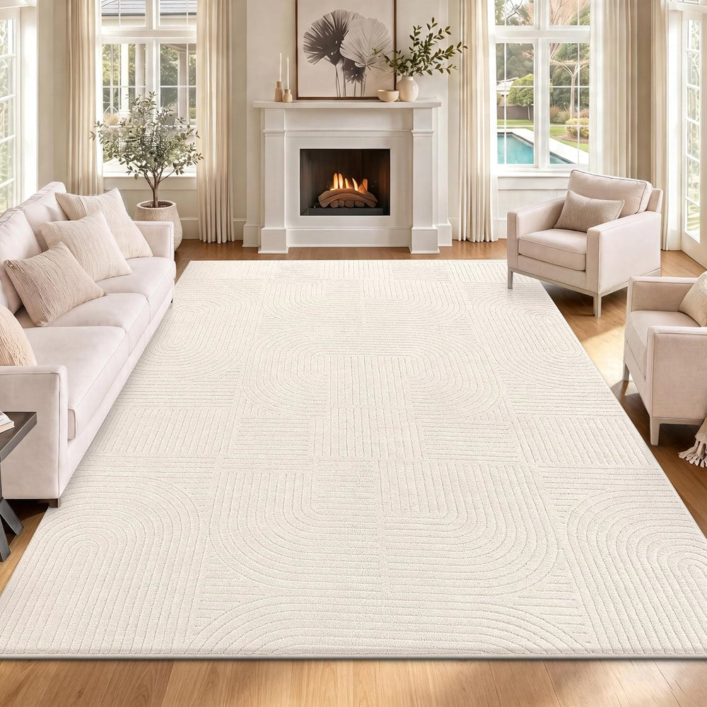 HEBE 6'x9' Area Rugs for Living Room,Washable Non Slip Textured Bedro...