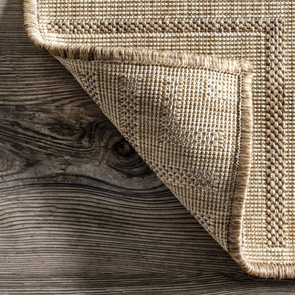 Nuloom Asha Light Brown Bordered Indoor/Outdoor Area Rug, 6' 7" x 9&...