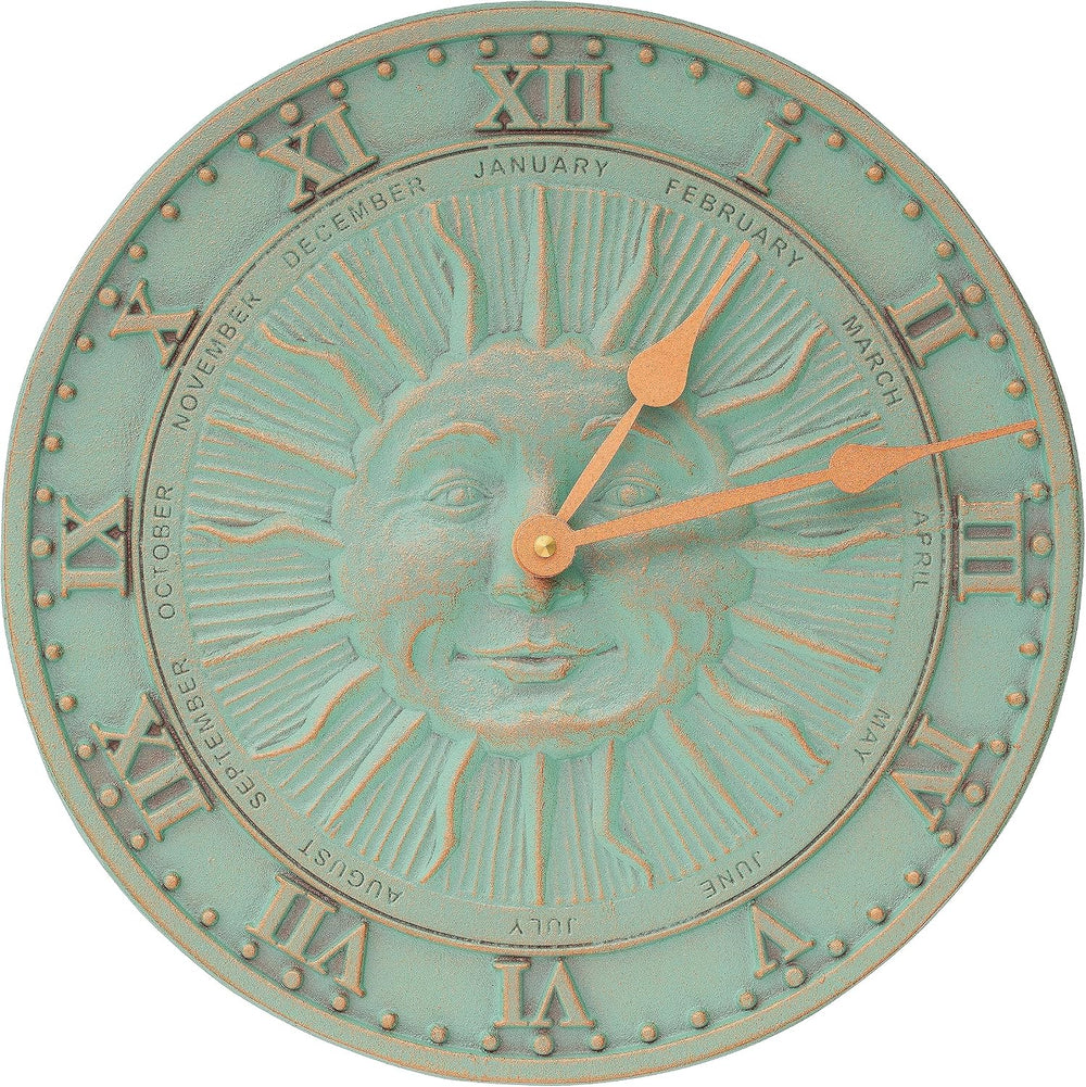 Whitehall Products Sunface Clock, Copper Verdi