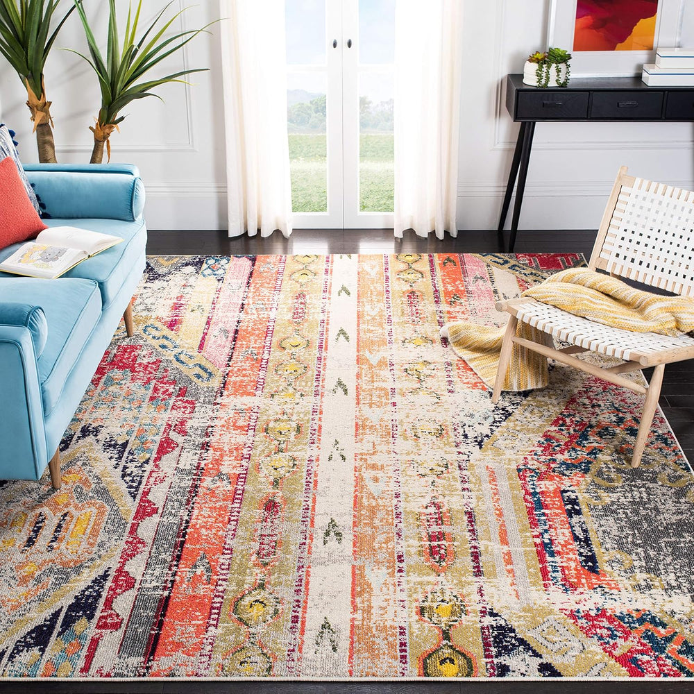 SAFAVIEH Madison Collection Area Rug - 10' x 14', Grey & Orange, ...
