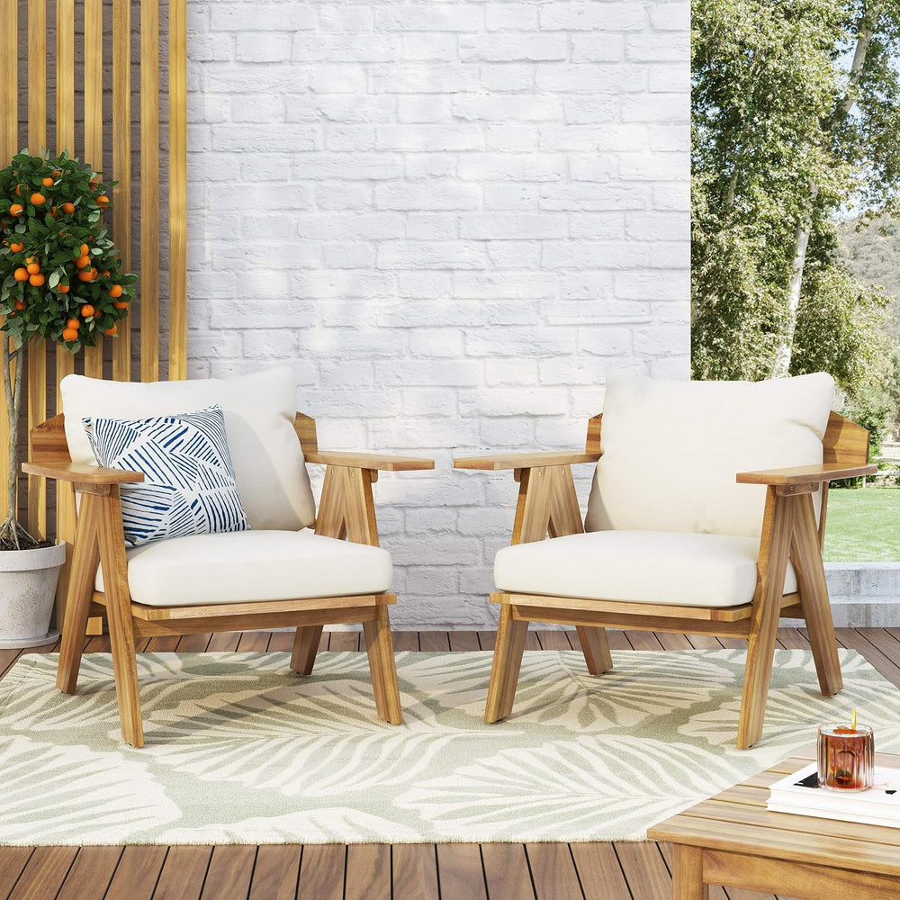 Christopher Knight Home Arcola Outdoor Club Chair with Cushion - Acacia Wood ...