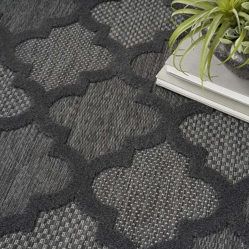 Nourison Home Easy Care Charcoal Black 4' x 6' Area Rug - Easy Clean,...