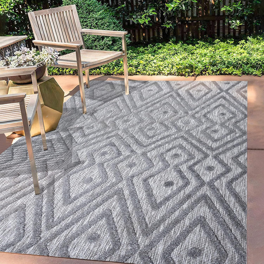 JONATHAN Y Moroccan Diamond Indoor Outdoor Area Rug 8X10 Dark Gray, Balansat ...