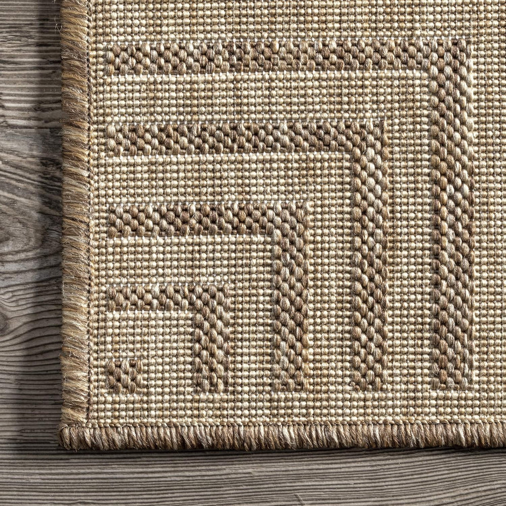 Nuloom Asha Light Brown Bordered Indoor/Outdoor Area Rug, 6' 7" x 9&...