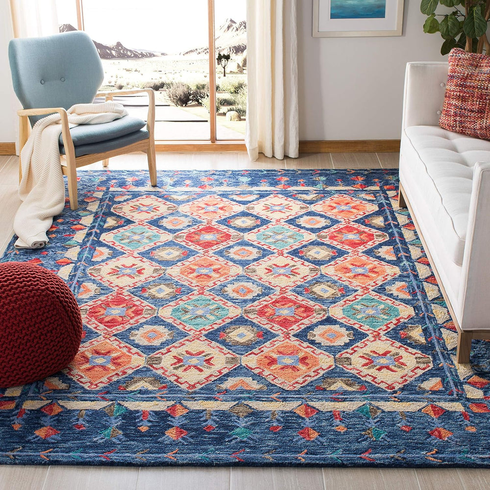 SAFAVIEH Aspen Collection X-Large Area Rug - 11' x 15', Navy & Or...